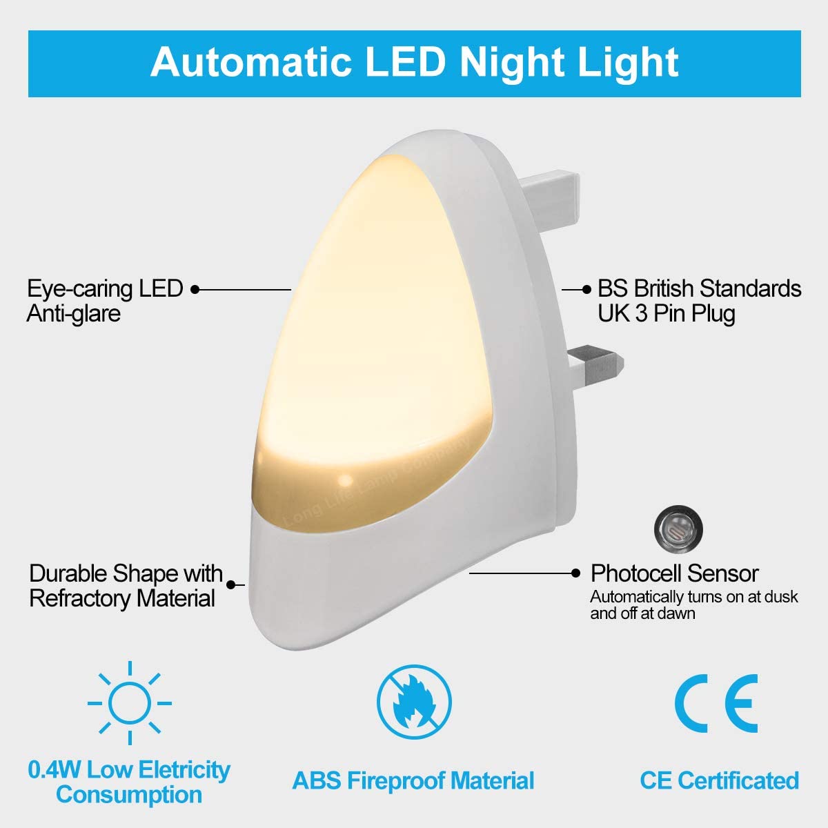 Night Light Kids Plug in Wall Automatic Sensor, LED Night Light Dusk to Dawn (Warm White) - Image 4