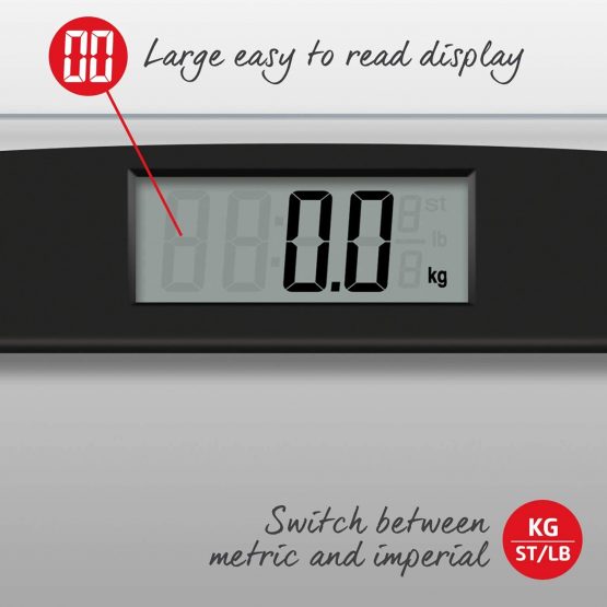 Salter Compact Digital Bathroom Scales, Easy to Read Digital Display, Instant Reading Step-On Feature, Non-Slip, Toughened Glass, Black - Image 3