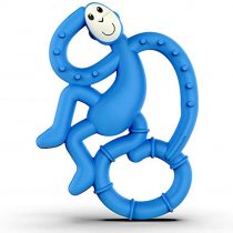 Matchstick Monkey, Mini Teething Toy for Baby, Stimulates and Massages Sore Gums, 3 Months Old+,Blue
