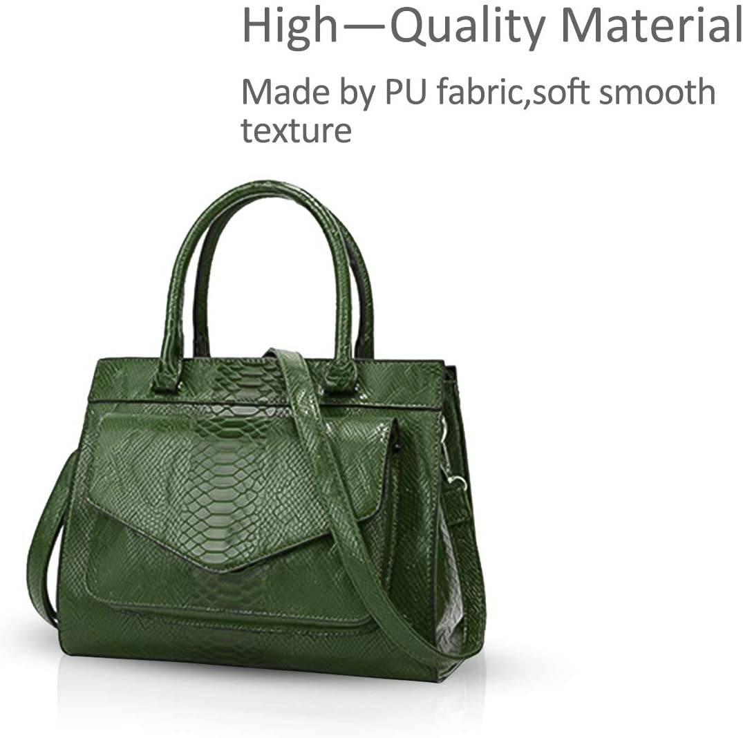 NICOLE & DORIS Women Handbags Fashion Top Handles Bags Crocodile Handbag Ladies Shoulder Bags Medium PU Leather Green - Image 3