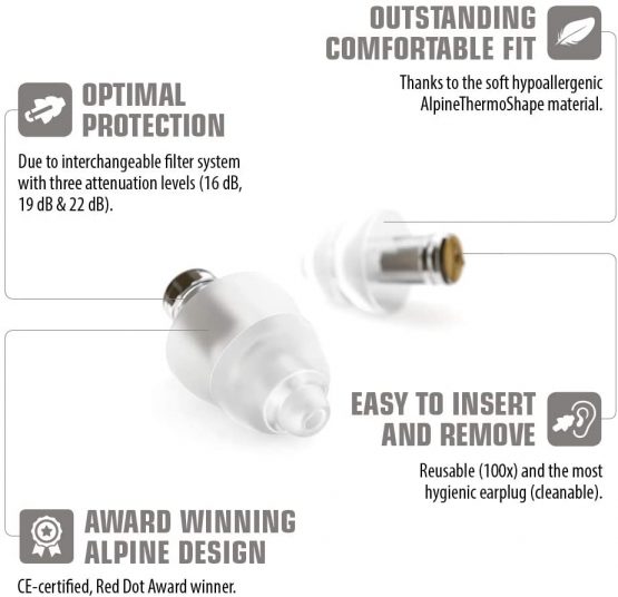 Alpine MusicSafe Pro Ear Plugs - Enhance your music experience without risking hearing damage - Three interchangeable filter sets + accessories - Hypoallergenic material - Reusable earplugs - Clear - Image 3