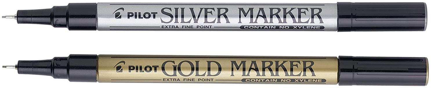 Pilot Super Colour Extra Fine Marker Bullet 1.0 mm Tip - Gold/Silver, Pack of 2, 1 count (Pack of 2) - Image 2