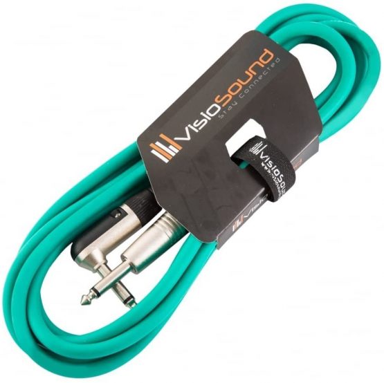 Guitar Lead 6.35mm 1/4" Mono Jack to Angled Jack/Instrument Cable / 6 Colours 3m Green