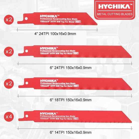 32 PCS Reciprocating Saw Blades, HYCHIKA Sabre Saw Blades, 10 PCS for Metal Cutting, 22 PCS for Wood Cutting, with Organizer Case - Image 2