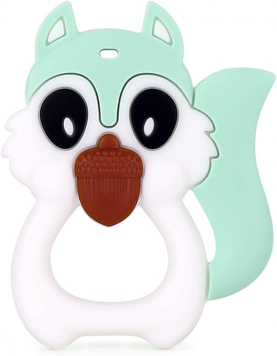 PREMYO Teething Toy for Baby Teether Silicone - Soothes Sore Gum Pain - Easy to Grab BPA Free Squirrel