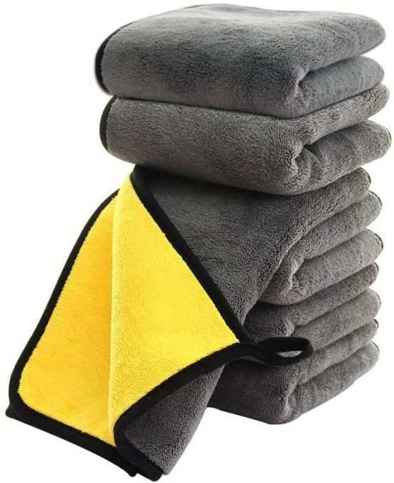 SOFTBATFY Ultrasoft, Large, Thick and Quick Drying Car Microfiber Cleaning Cloth Towel 800GSM Polishing Waxing Auto Detailing Cloth 6 Pack 16 x 16inches