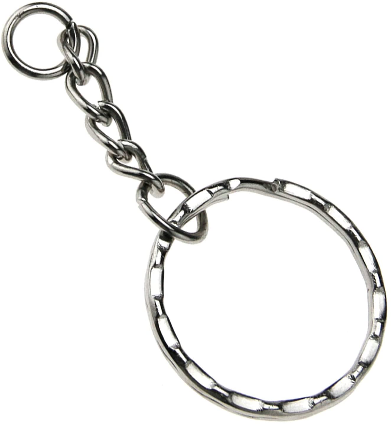 OTOTEC 50pcs Keyring Blanks 55mm Silver Tone Key chains Key Split Rings 4 Link Chain - Image 4