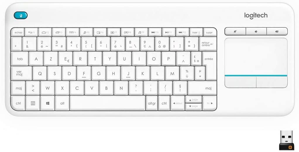 Logitech K400 Plus Wireless Livingroom Keyboard with Touchpad for Home Theatre PC Connected to