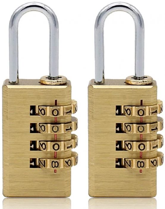 MIONI Solid Brass 2PCS Combination Lock 4 Copper Digit Padlock for Indoor and Outdoor Rustless Die-Cast