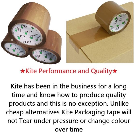 KitePackaging Heavy Duty Strong Brown Packing Tape 48mm x 66m - Strong Brown Tape Rolls for Parcel Boxes Moving House (Pack of 6 Tape Rolls) - Image 2
