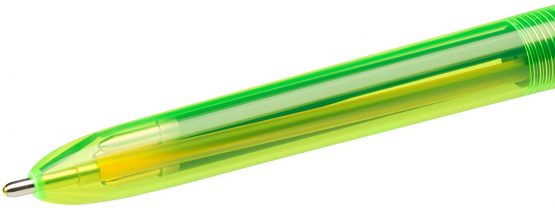 BIC 4 Colours Fluo Ballpoint Pen Black, Blue, Red and Fluorescent Yellow Ink Colours 1 Pack - Image 4