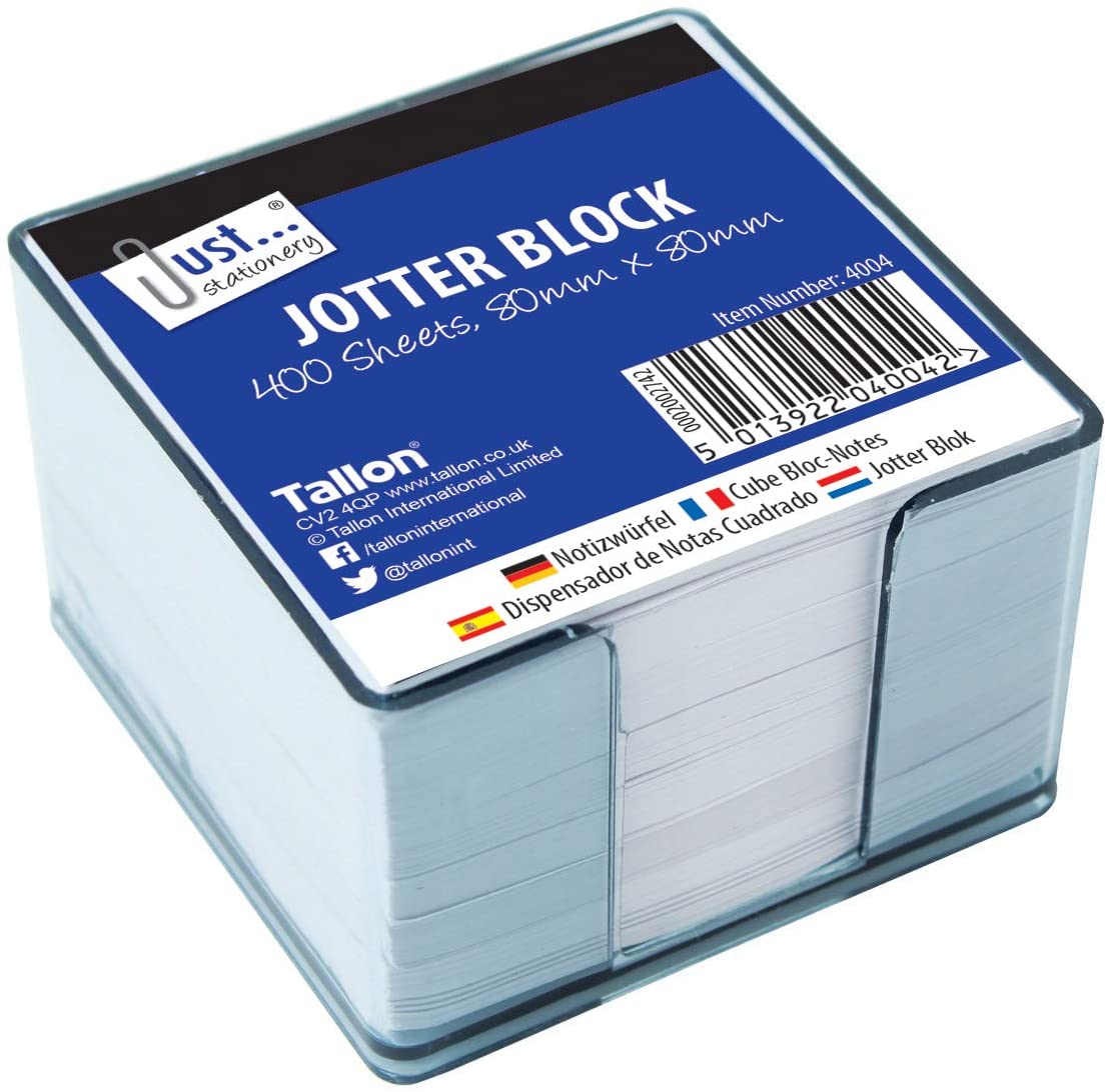 Just stationery 400 Sheet Jotter Block in,80mm x 80mm, White