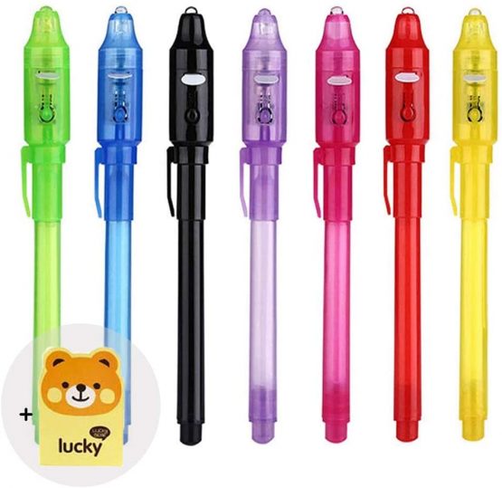 DazSpirit 14pcs Invisible Ink Pen Notebook Party Bag Fillers for Boys and Girls , Magic Marker Pens with UV Light for Kids, Spy Pens Invisible Ink for Writing Secret Message