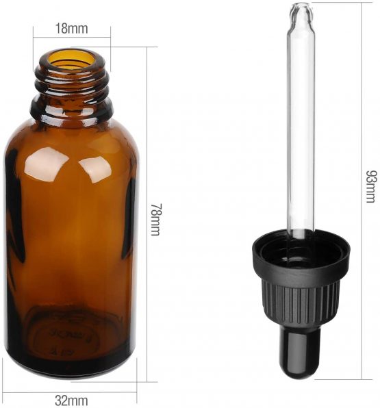 Hyber&Cara Amber Glass Bottle with Glass Pipette, 6 X 30ml / 1oz Dropper Bottles Refillable for Essential Oil Aromatherapy Blends - Image 2