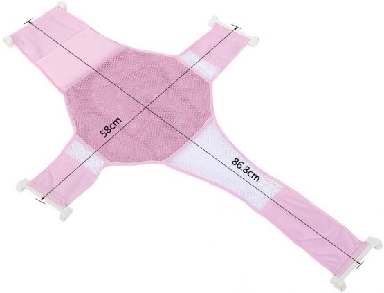 Newborn Infant Bath Net Safety Bathtub Seat Support Net Cross Shape Adjustable Mat Pad Baby Toddle Shower Cradle Cotton (Color : Pink) - Image 3