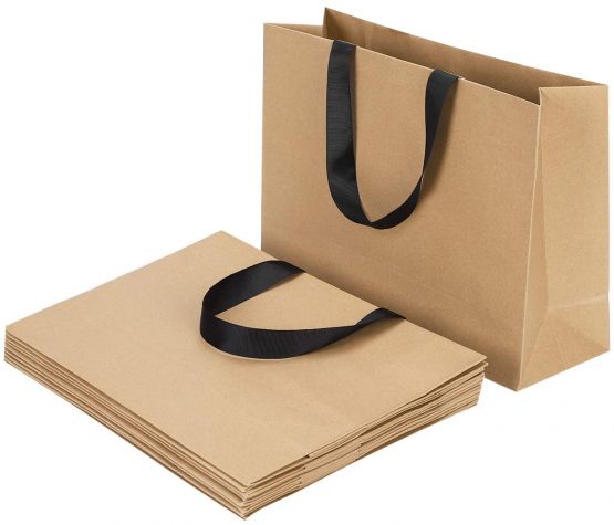 10Pcs Kraft Brown Paper Bags with Wide Handle Paper Party Gift Bags Thicken Paper Carrier Bags Shopping Bag Shopper Bags Paper Gift Present Wrapping Bag Boutique Bag Retail Bag Recycled Reusable - Image 2