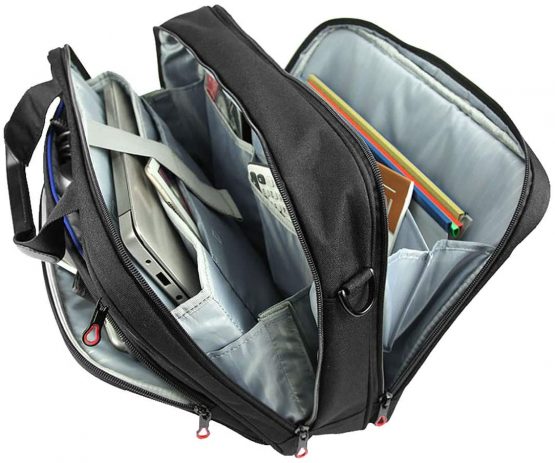 KROSER Laptop Bag 15.6 Inch Laptop Briefcase Laptop Messenger Bag Water Repellent Computer Case Laptop Shoulder Bag Durable Tablet Sleeve with RFID Pockets for Business/College/Women/Men-Black/Red - Image 3