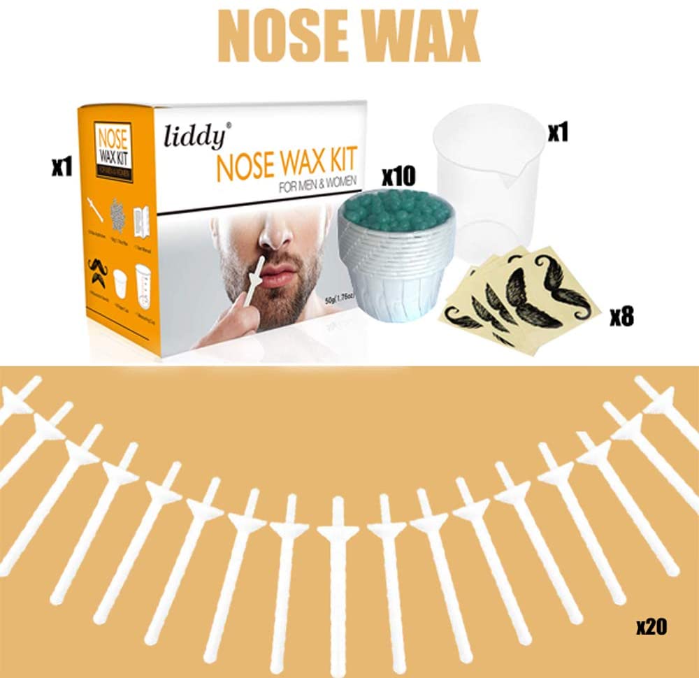 Nose Wax kit, Liddy Nose Hair Removal Wax Kit Microwavable Home Use Hard Wax for Men and Women