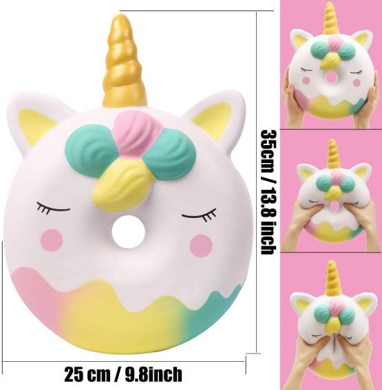 Anboor 13 Inches Squishies Jumbo Unicorn Donut Kawaii Soft Slow Rising Scented Giant Doughnut Squeeze Toys for Kids Adults (Colorful) - Image 2