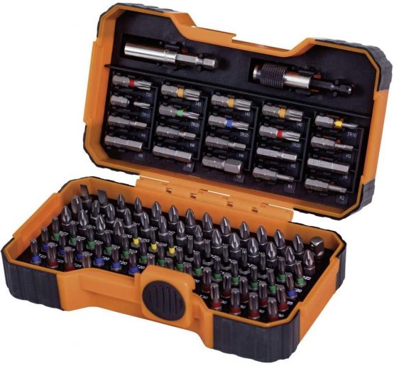 Bahco BH59/S100BC 100 Pcs Bit Set For Slotted, Phillips, Pozidriv, Hexagon, Robertson nd Coloured TORX,TORX Tamper, Head Screws