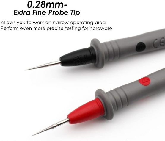 HUYU 2 PCS Multimeter Test Lead Kit, 110cm Professional Electronic Test Lead Cable & Φ0.28MM Extra Fine Test Probes, 4mm Banana Plug for Universal Multimeter Meter - Image 3