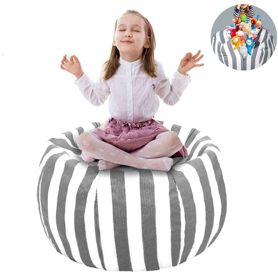UMYMAYDO1 TOY STORAGE BEAN BAG, Cover, 38" Extra Large Toy Organizer, Stuffed Animal Organizer in Gray