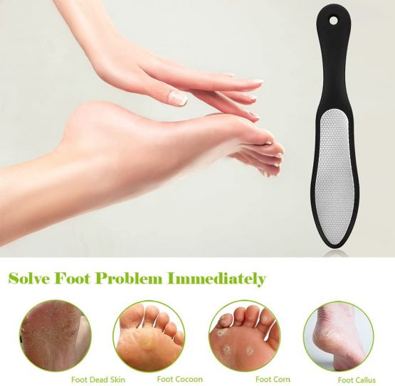 BEZOX Professional Foot File, Double Side Pedicure Rasp, Dead Hard Cracked Skin Calluses Remover, Portable Foot Care Tool, Heavy Duty Stainless Steel (Soft Silicone Handle) - Image 2