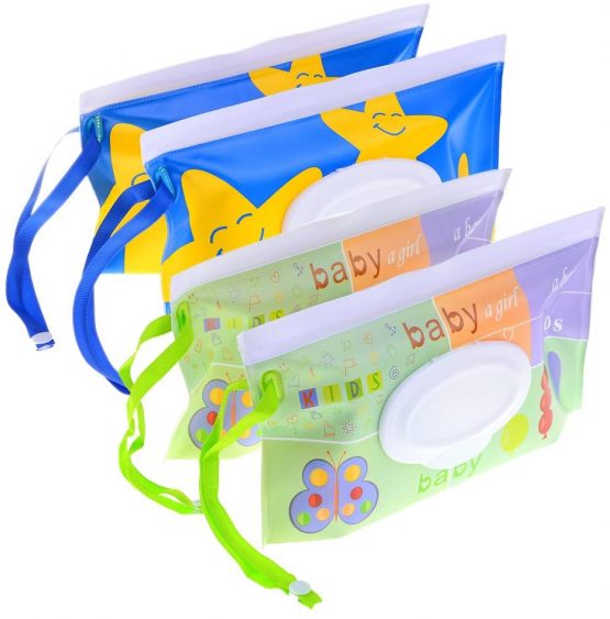 NIU MANG 4PCS Reusable Wet Wipe Pouch Travel Wet Wipe Case Wipes Dispenser Baby Eco Friendly