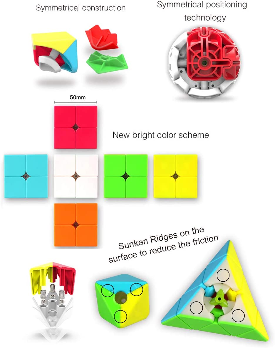 Vdealen Speed Cube Set, Magic Cube Pack of 2x2x2 3x3x3 Pyraminx Puzzle Cube - Image 3