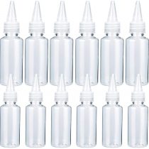 Irich 12Pcs Clear Squeeze Condiment Bottles, Plastic Squeeze Dispensing Bottles Suitable Home Restaurant for Ketchup, Mustard, BBQ Sauce, Chilli Sauce and Olive Oil, Etc