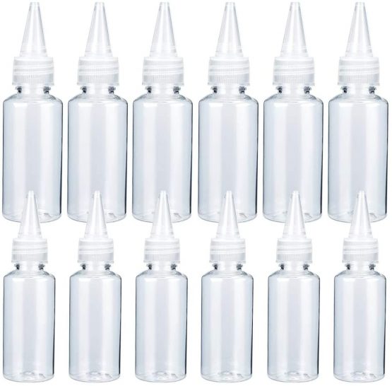 Irich 12Pcs Clear Squeeze Condiment Bottles, Plastic Squeeze Dispensing Bottles Suitable Home Restaurant for Ketchup, Mustard, BBQ Sauce, Chilli Sauce and Olive Oil, Etc