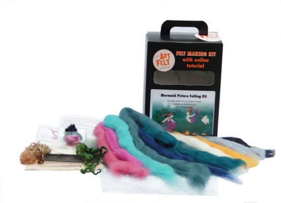 Artfelt mermaid picture felt kit- a carefully designed felting kit to make mermaid and fish pictures with online tutorial. - Image 2