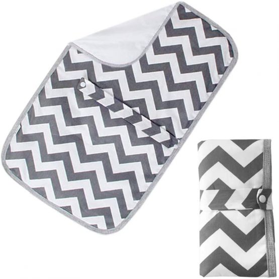 Foldable Nappy Changing Mat, Diaper Pad Waterproof Travel Changing Mat with Gray Waves Infant Urinal Pad Baby Changing Kit for for Home Travel Outside