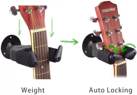 Surplex Guitar Wall Mount, Wall Mountable Universal Guitar Hanger with Base, Guitar Hook Holder Stand, Acoustic, Electric, Classical, Bass Guitar Stand, Mandolins, Ukulele, Guitar Accessories - Image 3