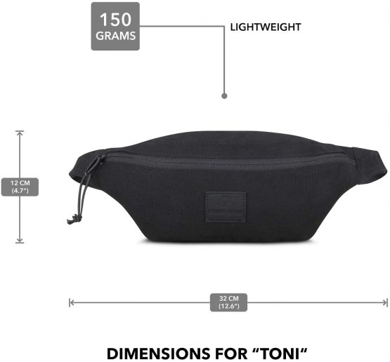 Fanny Pack Bum Bag Women & Men Grey - JOHNNY URBAN"Toni" Hip Bag Made of Cotton Canvas for Festivals & Sports - Hipster Belt Bag Crossbody Bumbag Waist Pack Travel Carrier Water-Repellent - Image 3
