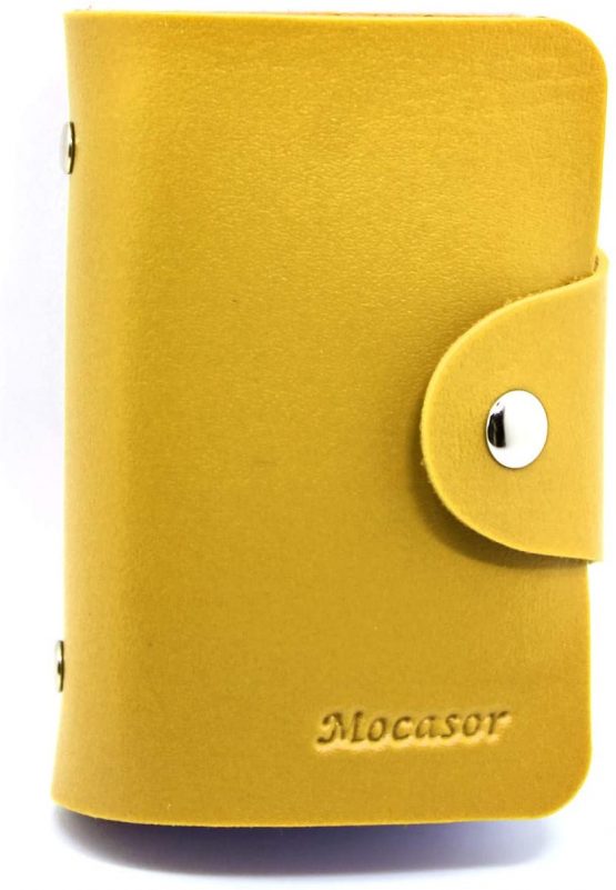 Mocasor Credit Card Holders for Women Men Bank Card Case (Yellow) - Image 2