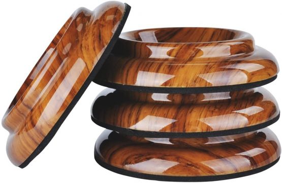 Set of 4, Upright Piano Pad Mats ABS Plastic Piano Caster Cups Gripper, 300kg Load Bearing Sturdy Durable, Rose Wood Grain - Image 2