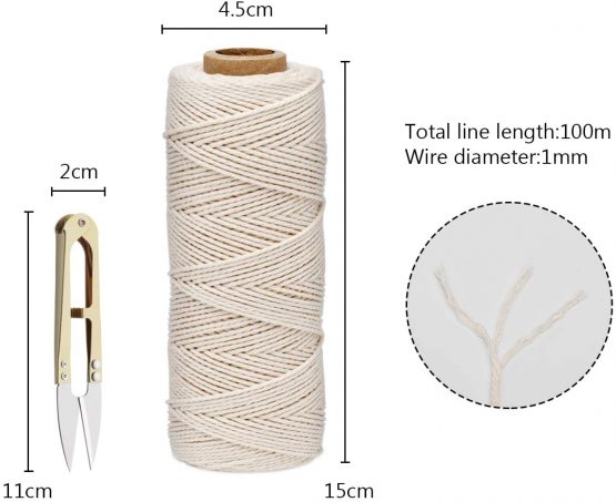 ilauke 1MM Bakers Twine, 300m Cotton Macrame Cord Kitchen Cooking String for Trussing and Tying Poultry Meat Making Sausage DIY Crafts and Decoration (Beige) - Image 2