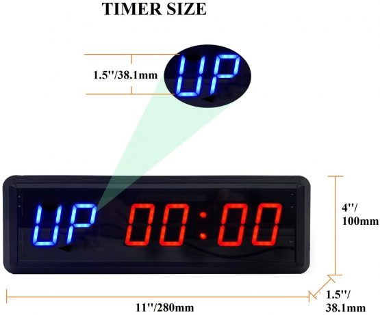 BTBSIGN LED Interval Timer Count Down/Up Clock Stopwatch with Remote for Home Gym Fitness (Two Blue+Four Red) - Image 2