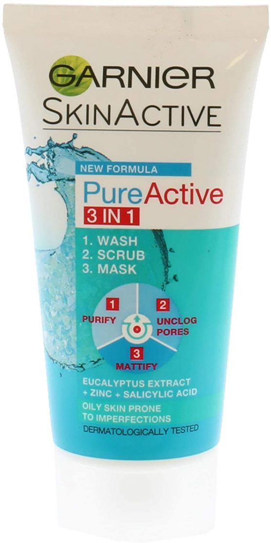 Garnier Pure Active 3-In-1 Scrub, 50 ml