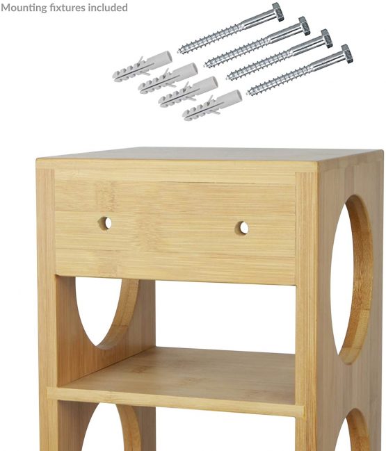 Bamboo Wine Rack | Wall Mounted 5 Bottle Holder Stand | Wooden Pre-Assembled Wine Shelf Cabinet | Stackable Modular Design | M&W - Image 3