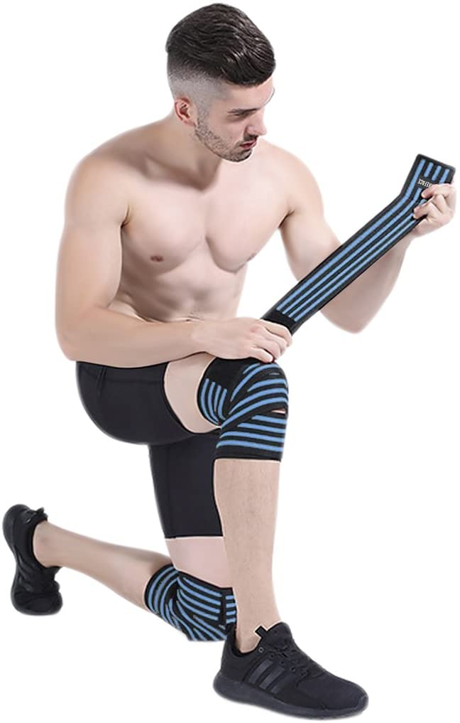IPENNY No-slip Compression Knee Strap Elastic Weightlifting Knee Support Brace Gym Squat Training Knee Wrap Patella Calf Guard for Exercise Work Lifting Strengthen Training Workout Gym Home,1 Pair - Image 2