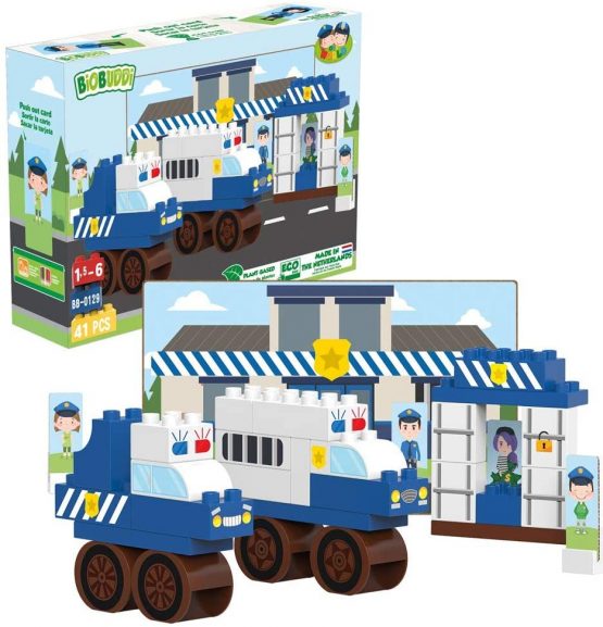 BIOBUDDI BB-0129 POLICE STATION PLAY SET, 32 BLOCKS Building, Multi-Coloured - Image 2