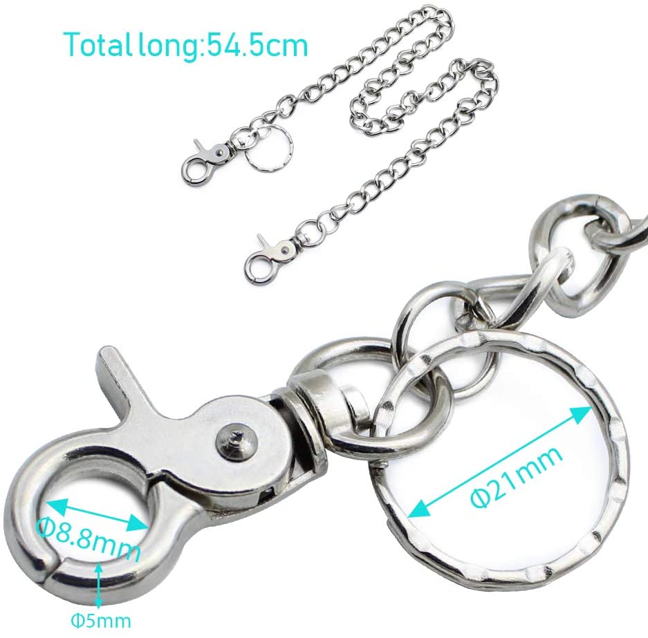 KingYH 2 Pack 54cm chain for Jeans Pants Pocket Chain Wallet Clips with Key Ring for Men and Women Fashion Hip Trouser Decoration Keys Wallet Clothes Accessories - Image 3