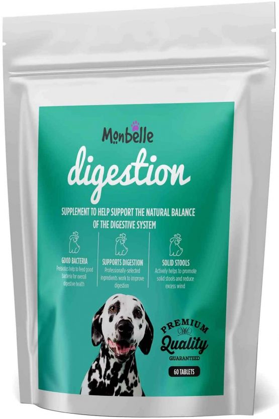 Monbelle Dog Digestive Health Supplements - Helps Digestive Disorders, Diarrhoea and Loose Stools in Dogs All Ages & Breed - Keeps Canine Solid Stools Vet Endorsed - 60 Tablets UK Manufactured