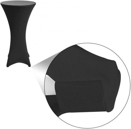 Beautissu Stretch Cover Stella Spandex Poseur Table Cocktail Tablecloth Ø 80-85 cm Event Decoration - Black - Image 3