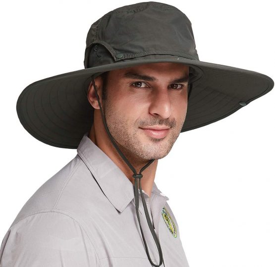 Gisdanchz UPF50+ Wide Brim Outdoor Sun Hat with String and Removable Cover
