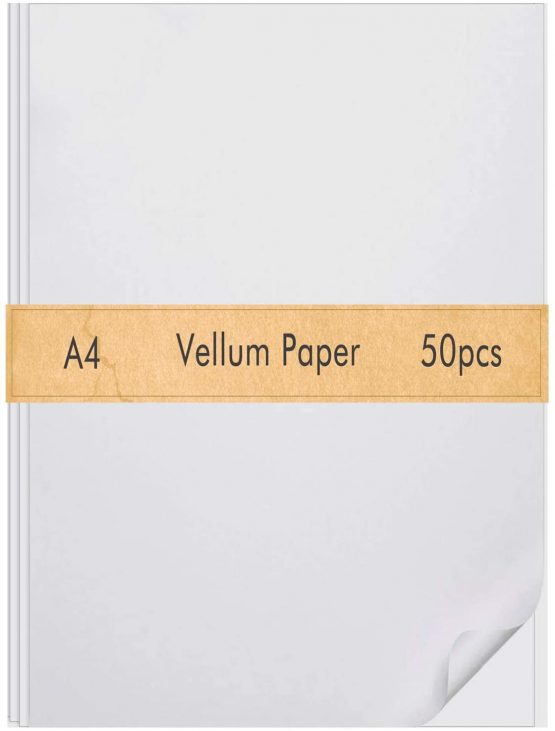 FEPITO 50 Sheets Vellum Paper 8.5 x 11 Inches Translucent Sketching and Tracing Paper Clear Paper for Sketching Tracing Drawing Animation