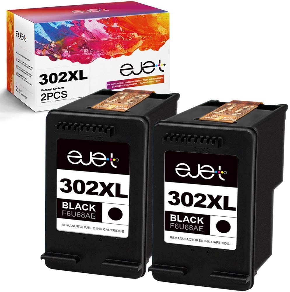 302XL 2 Pack Black Cartridge Use For HP 302XL Deskjet 1110 2130 2134 3630  3632 3634 Envy 4520 4521 4522 4523 4524 Officejet 3830 3834 4650 4651 4652