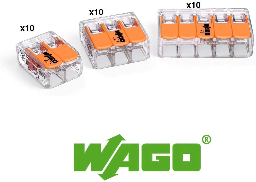 WAGO 221-412-413-415 x10 Splicing Connector, 0.14-4 mm², Compact Design with Lever, gray